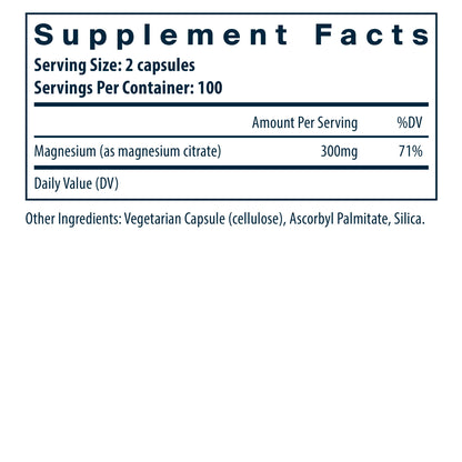 Magnesium Citrate  100 Vegan Caps