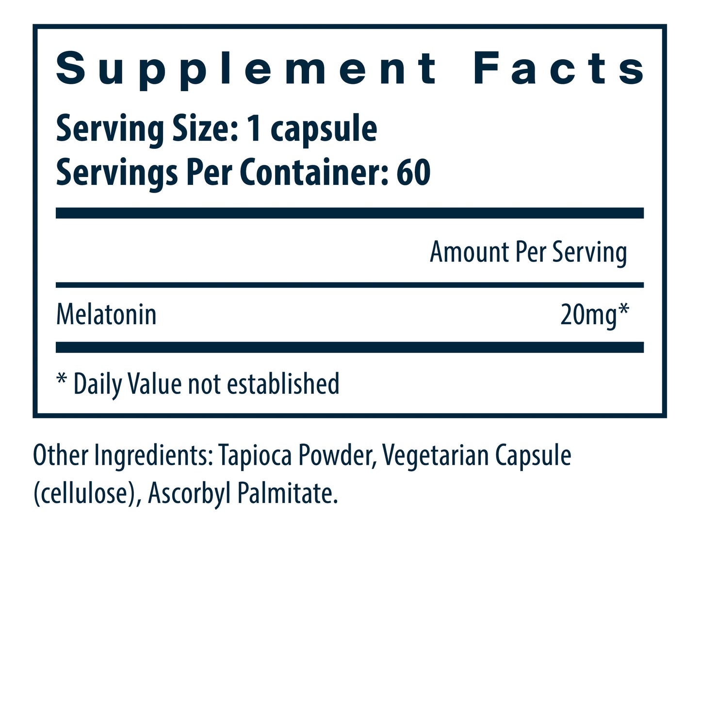 Melatonin 20 mg  60  Vegan Caps