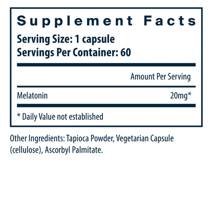 Melatonin 20 mg  60  Vegan Caps