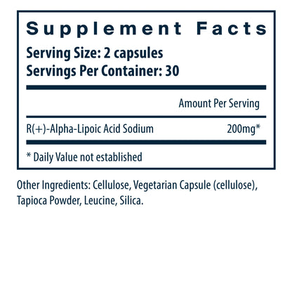 R Lipoic Acid  60 Vegan Caps