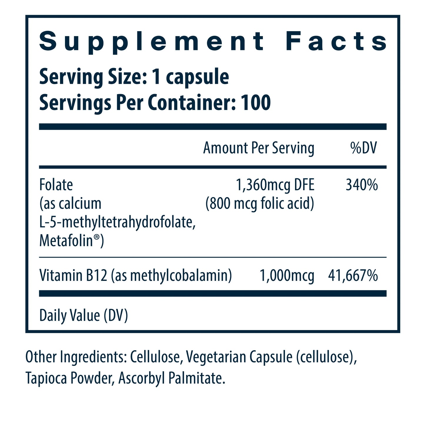 B12/ Folate  100 Vegan Caps