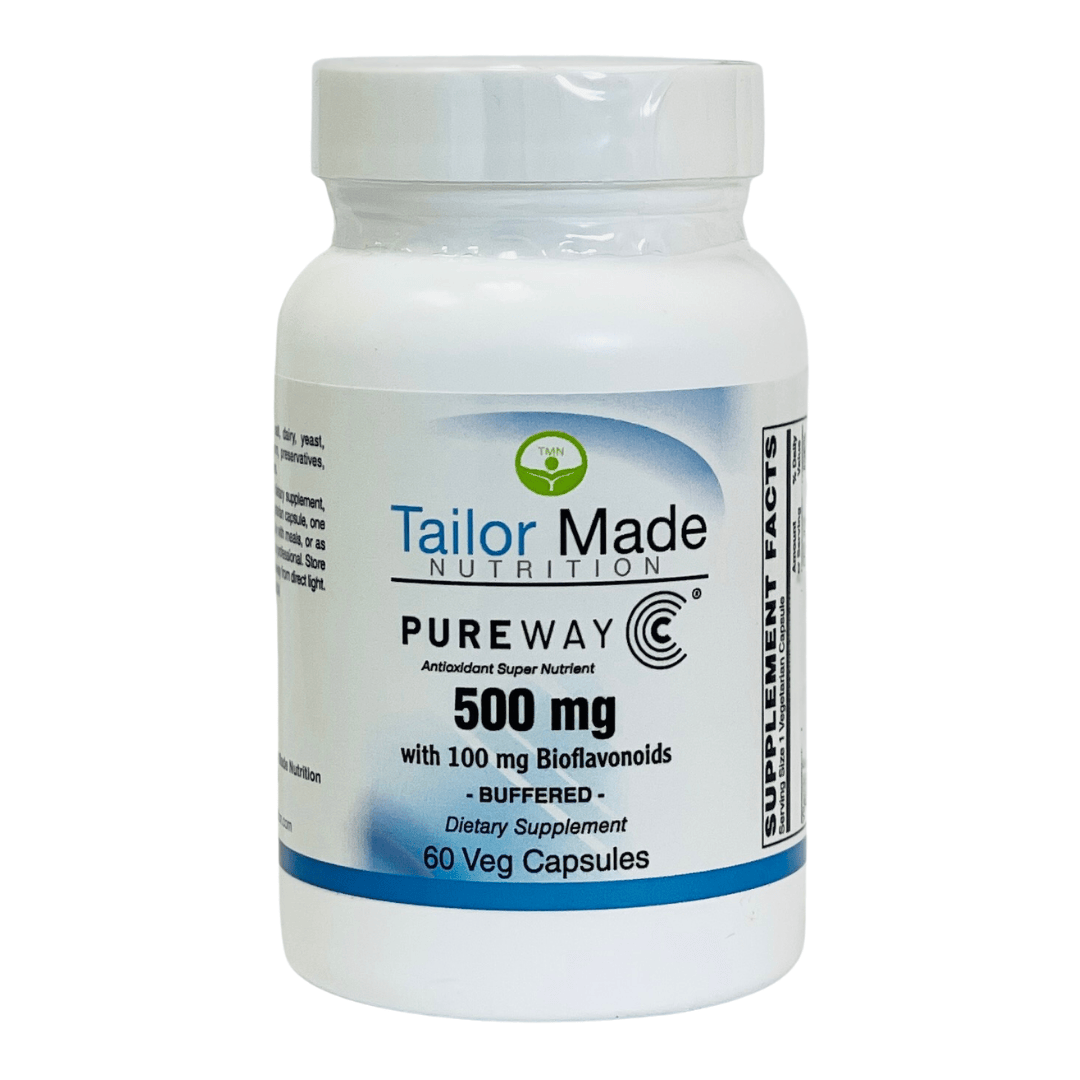 Supplement bottle labeled 'Tailor Made Nutrition PureWay' on a white background