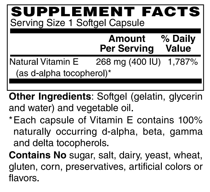 Vitamin E 400 IU 100 Softgels