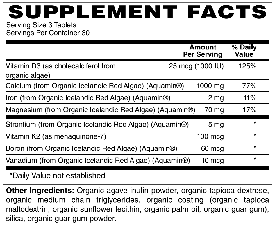 Certified Organic Whole Food Plant Calcium 90 Tablets