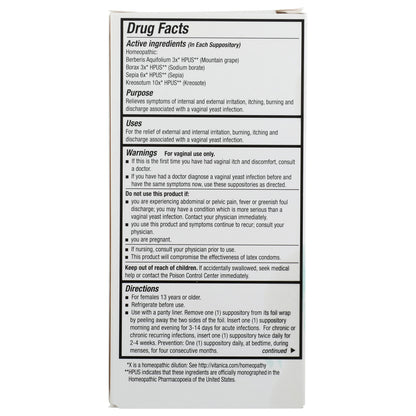 Yeast Arrest Homeopathic  14 suppositories