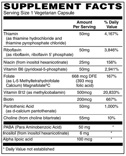 Supplement facts label for a dietary supplement with various vitamins and minerals listed.