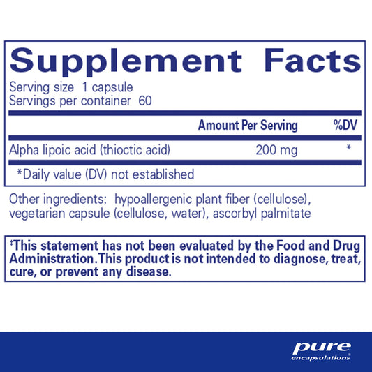 Alpha Lipoic Acid 200 mg 60 Caps