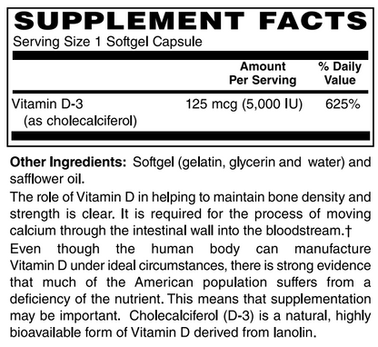 Vitamin D3 5000 IU 100 Softgels