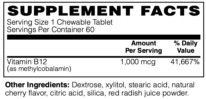 Coenzymated Methyl B-12 1,000 mcg 60 chewable tabs