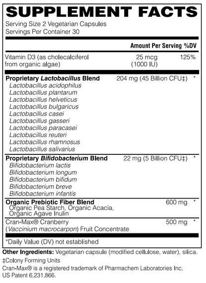 Urinary Formula 50 Billion Probiotic 60 Vegetarian Caps